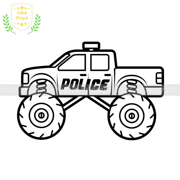 Tranh tô màu xe cảnh sát địa hình 