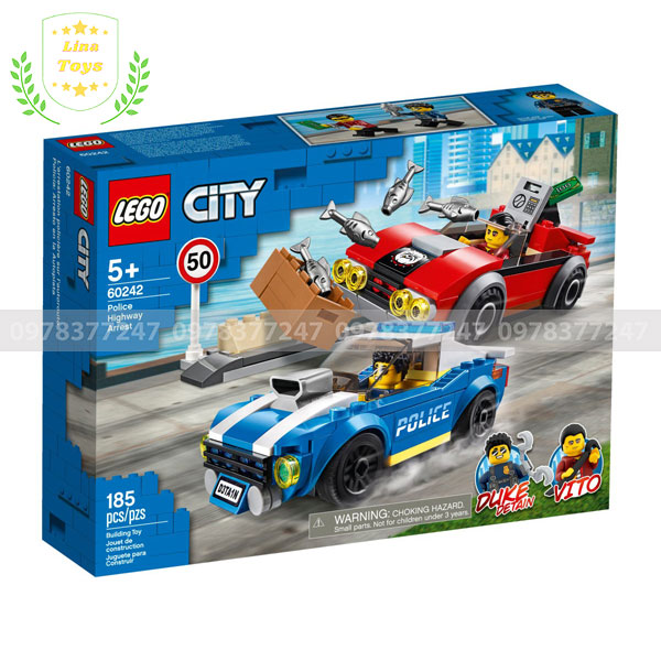 Lego City 60242 - Cảnh sát truy đuổi tội phạm trên cao tốc