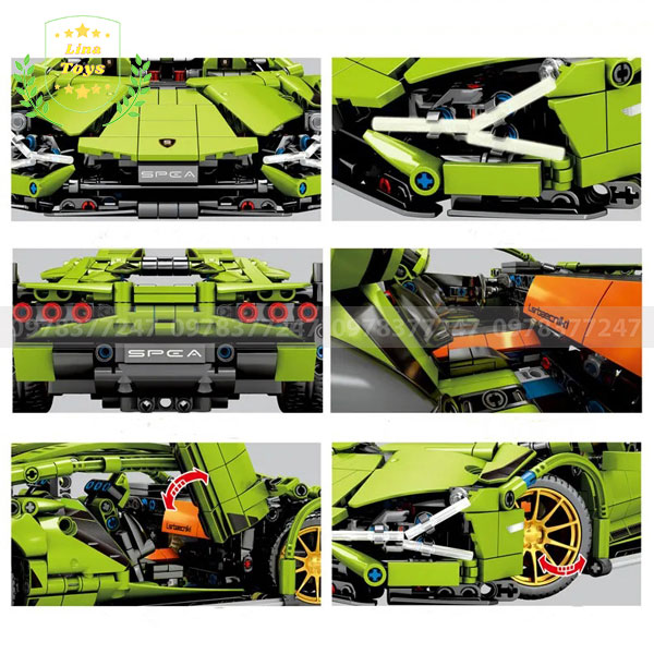 Mô hình lego xe Lamborghini điều khiển từ xa với các chi tiết sắc nét